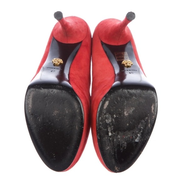 Versace Orange Suede Pumps - Picture 5 of 6